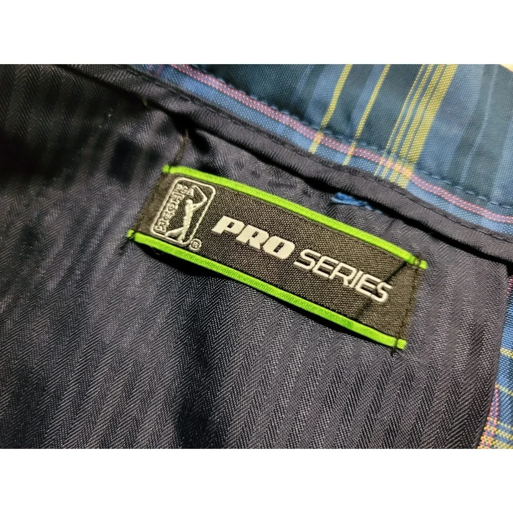 PGA‎ Tour Shorts Mens 36 Blue Plaid Pro Series Golf Performance Athletic Sports